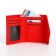 Women's wallet on the button, red color