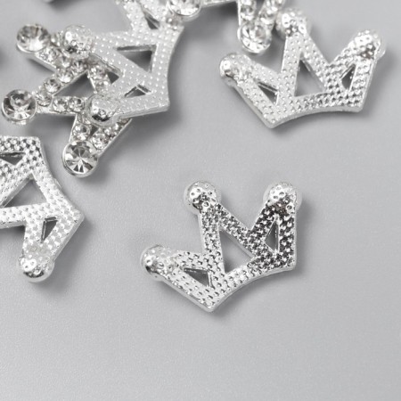 Decor for creativity Metal "Crown" silver, rhinestones 1.4x2 cm-1