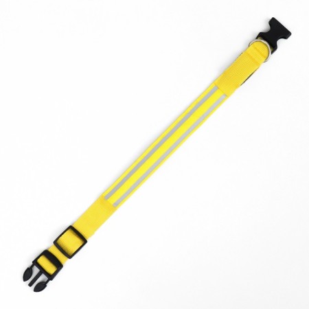 Collar with backlight double strip size m, osh 40-48 x 2.5 cm, 3 glow modes yellow-6