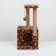Cat house with a claw, two -story, with windows, 50x36x75 cm, brown with paws