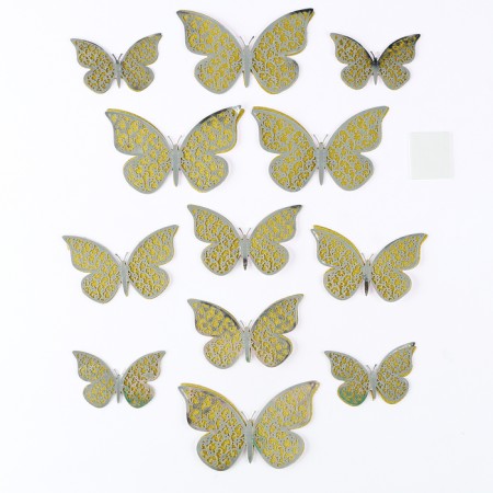 Set for decorating "butterflies" with patterns, set 12 pcs, color silver
