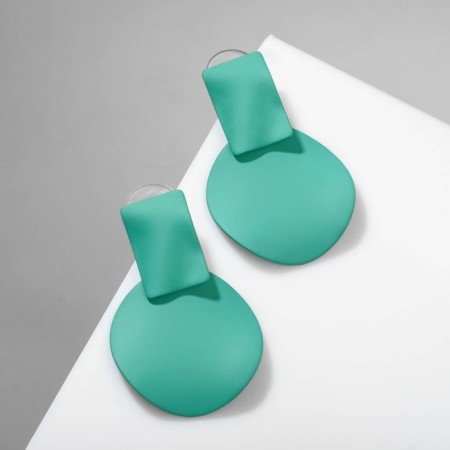 Earrings Metal "brightness" geometry, mint color-1
