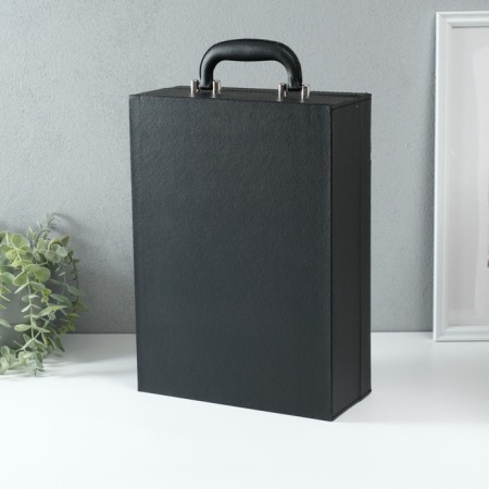 Casket wood, leatherette for 2 bottles "premium. Patterns" 3 objects 11.5x26x37 cm-4