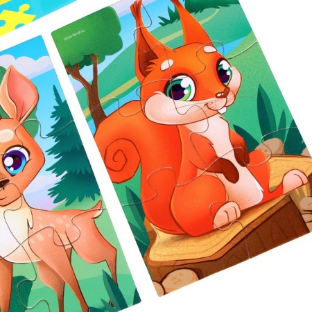 Puzzles "Forest animals", 3 pieces-3
