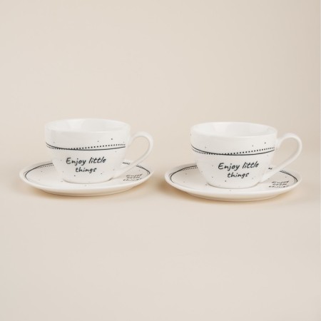 Set of Porcelain SL Home "House", 4 objects: 2 cups 275 ml, 2 saucers d = 15.5 cm, white color-5