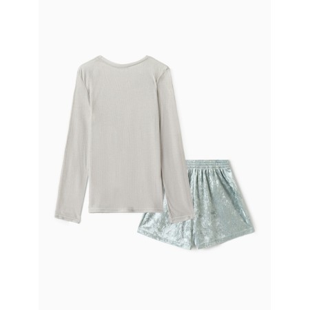 Female set (longshit and shorts) KAFTAN "velvet", 44-46, mint-10