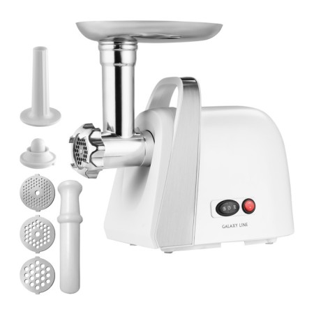 Meat grinder Galaxy Line GL 2421, 1600 watts, 1.5 kg/min, reverse, 2 nozzles, white