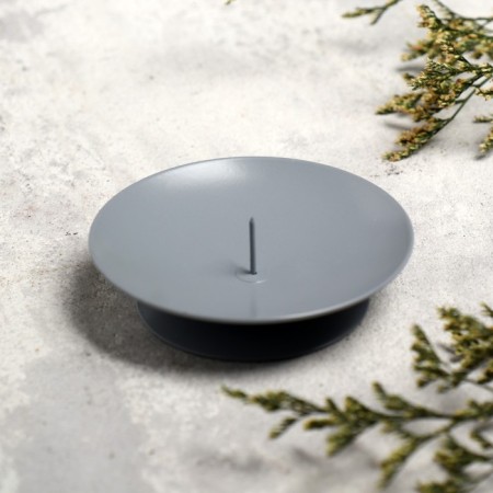 Lotus candlestick Metal for 1 candle "Lotus", 7.5x2 cm, gray-1