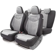 Auto-Cherkhly Signature, Velor material, 5 mm foam, 3D cut, 15 objects, 5 headrests, 2 pockets, 4 zippers, 4 end valves, Airbag black and gray