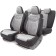 Auto-Cherkhly Signature, Velor material, 5 mm foam, 3D cut, 15 objects, 5 headrests, 2 pockets, 4 zippers, 4 end valves, Airbag black and gray