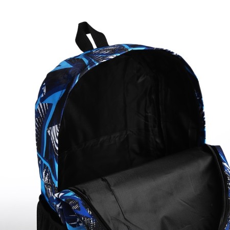 School backpack from textiles on lightning, 3 pockets, blue color-5