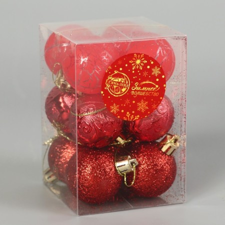 Set of balls plastic D-4 cm, 12 pcs "Melody" Pattering Cod, Red-1
