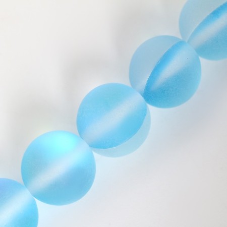 Busins ​​made of natural stone "Cat Eye", set 46 pcs., Size 1 pc. - 8 mm, blue-4