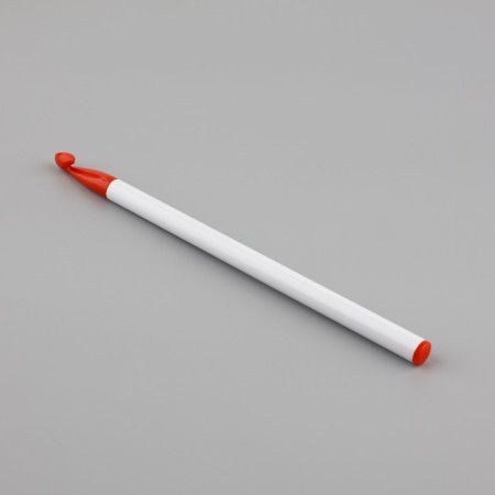 Knitting hook, d = 8 mm, 16 cm, white/red color-2
