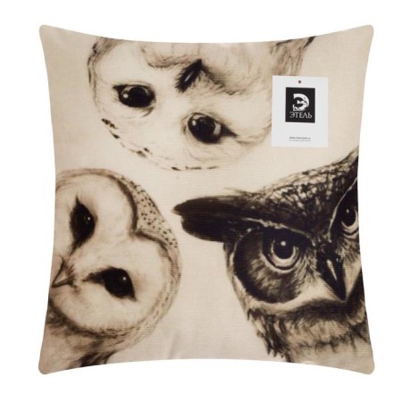 Pillowcase decorative Ethel "Owls" 40x40 cm, velor-4