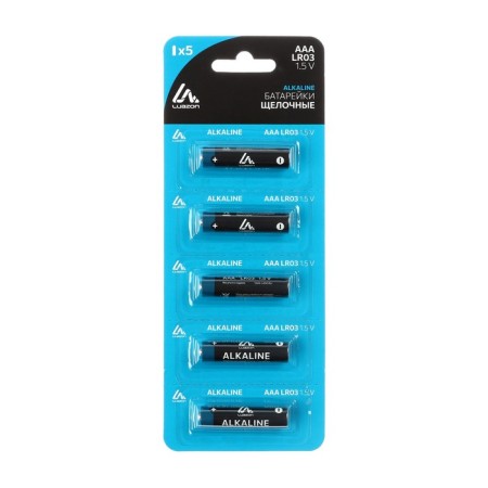 Alkaline battery (alkaline) Luazon, AAA, LR03-5BL, tear-off blister, 5 pcs-1