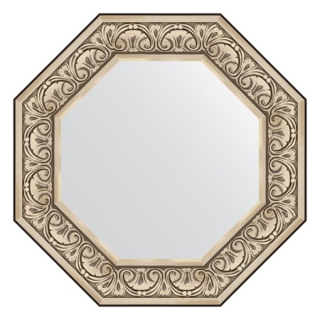Mirror in the baguette frame, baroque silver 106 mm, 65x65 cm