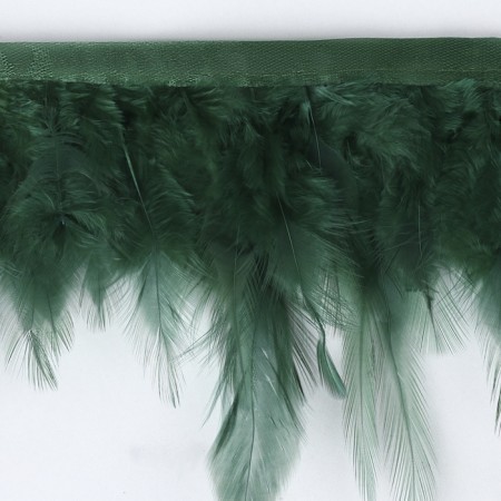 Braid with feathers of a rooster, 10-15 cm, 5 ± 0.5 m, emerald color-2