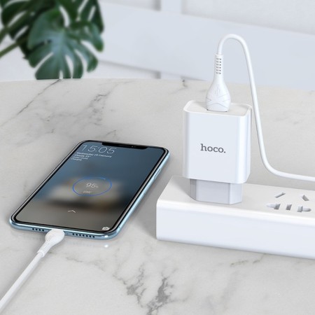 Network charger Hoco C81a, USB, 2.1 A, MicroUSB 1 m cable, white-8