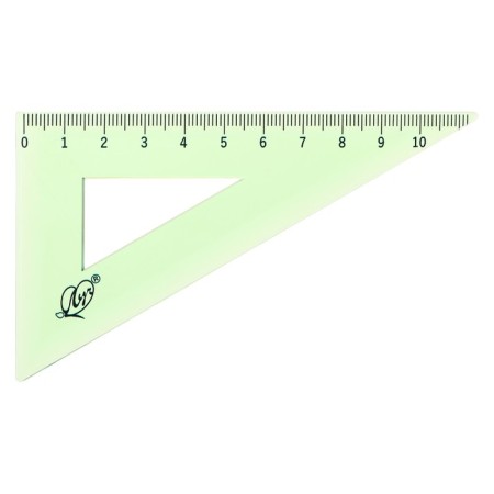 Drawing set 4 objects (ruler 15 cm, square 30 °/ 60 °, 10 cm; square 45 °/ 45 °, 8 cm; transporter 180 °, 9 cm), transparent green-2