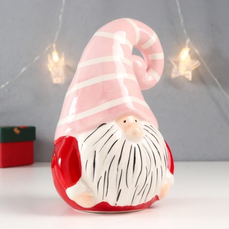 Souvenir Ceramics "Santa Claus, striped pink cap" 18x11.7x10.9 cm-1