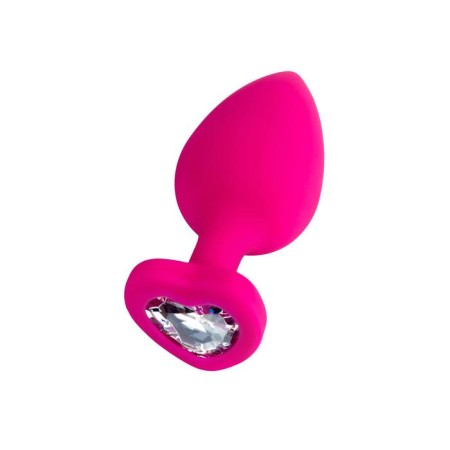 Anal plug Diamond Heart, silicone, pink color, 9.5 cm, d = 4 cm