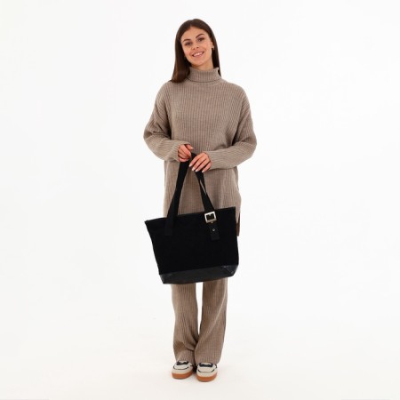 Zipper bag, external pocket, black color-9