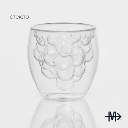 Glass glass with double walls Magistro "Duo. Grapes ", 200 ml, 8.5 × 9 cm-1