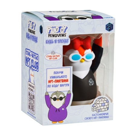 Figure Pudgy Penguins, in a black jacket, with a letter board, 16.5 cm-2