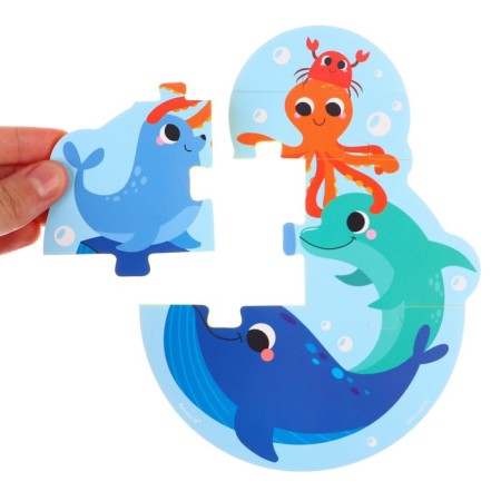 Soft puzzle for kids "Pyramid: Sea Animals", 5 parts, crumb I-2