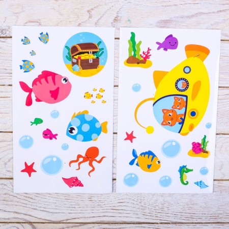 Lamp with stickers "Underwater World", 25 x 15 cm-2