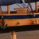 The ship "Sea Orchestra" is three -masted with blue sails, 40*8*35cm