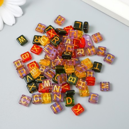 Beads for creativity plastic "Golden English letters" Transparent set 20 grams 0.4x0.8x0.8 cm 923357