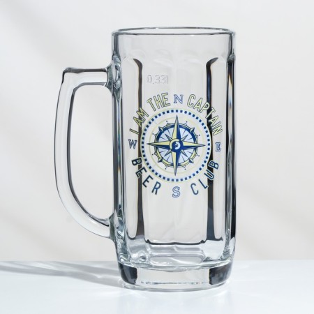 Glass mug for beer "Hamburg. Captain ", 330 ml, MIX drawing