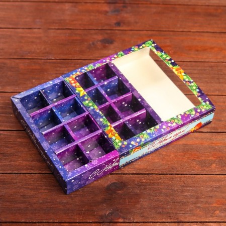 Packaging for sweets 16 pcs “Bright New Year”, 17.7 x 17.7 x 3.8 cm-4