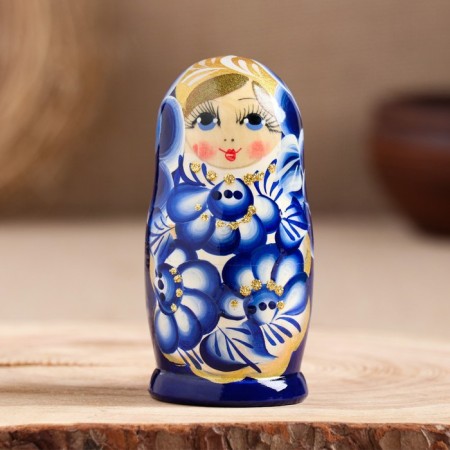 Matryoshka "Marina", blue-white dress, 3 puppet. 9-11 cm-2