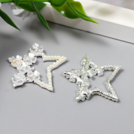 Decor for creativity Metal "Pearl asterisk with a tinkle of flowers" 3.2x3.2 cm-2