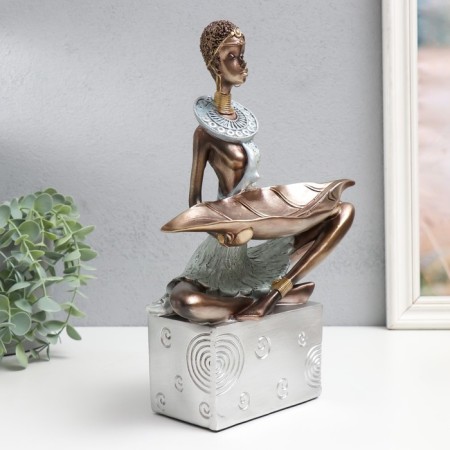 Souvenir Polystone stand "African" silver circles 20x12x30 cm-1