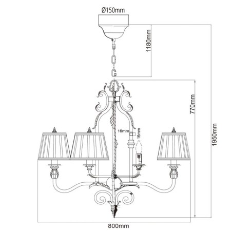 Victoria chandelier, size 80x195x80 cm, 480W 8xe14 IP 20-6