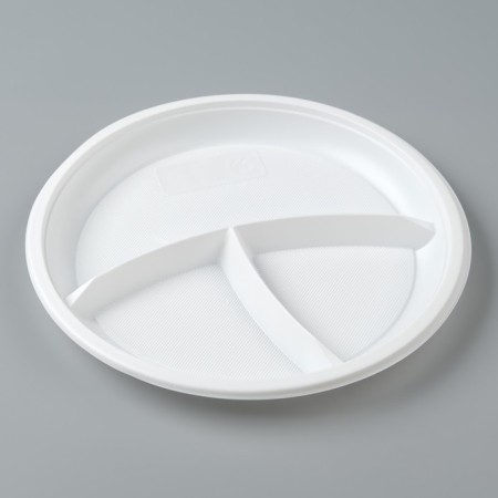 Disposable plate "3-secto" white, diameter 210 mm