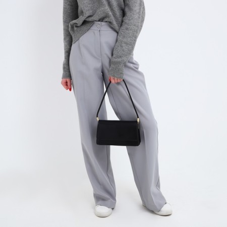 Women's bag on a valve, 24x13x8 cm, black color-7