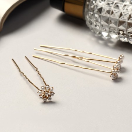 Hair hairpin "Pearl Astra" gold