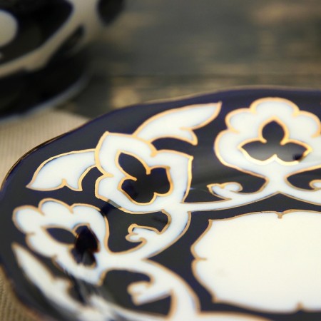 The plate round "Pachta in gold", 12.5 cm, white-2