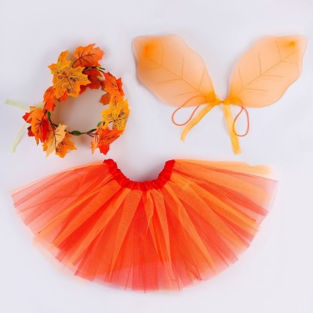 Carnival set "Autumn Fairy": skirt, wings, wreath-6