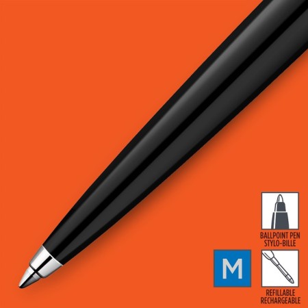 Ballpoint pen Parker Jotter Plastic K60, Ct, M, 1.0 mm, plastic casing/ stainless steel, black, blue ink-4