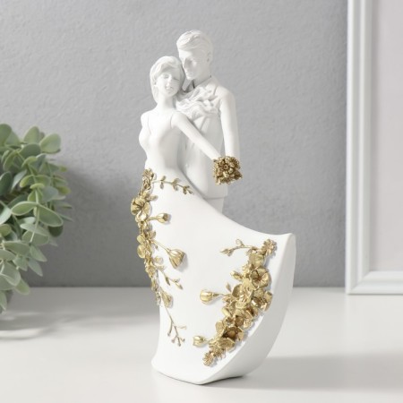 Polystone souvenir "Snow -white pair with golden colors" 12x5.5x20.5 cm-2