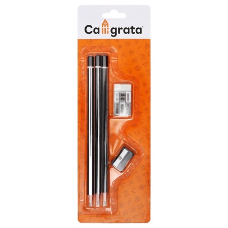 A set of black -graphic pencils 3 pieces, sharpener, eraser-7