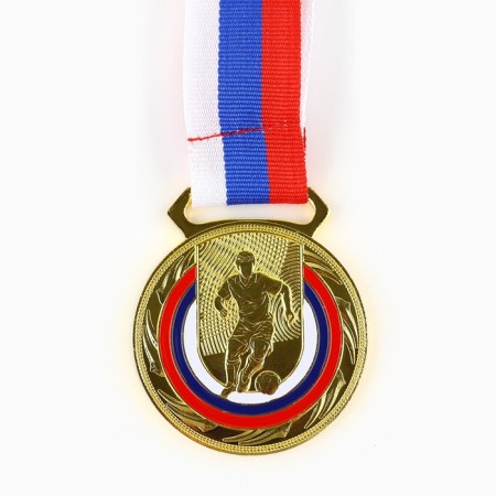 Thematic medal 197, “Football”, D = 5 cm. Color gold. With a ribbon-1