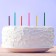 Candles for a cake with color flame "Happy Birthday", 6 pcs, 6 x 0.4 cm.