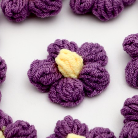 Knitted flower, set 10 pcs., Size 1 pc., 4 × 1.5 cm, purple color-2